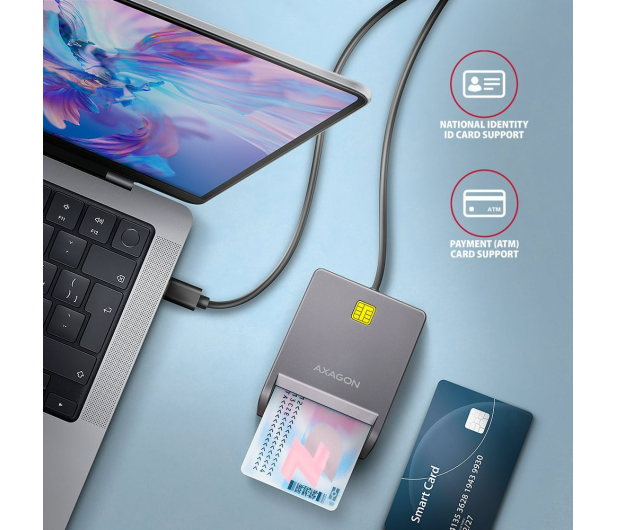 Axagon CRE-SM3TC USB-C Smart card FlatReader czytnik - 1485436 - zdjęcie 3